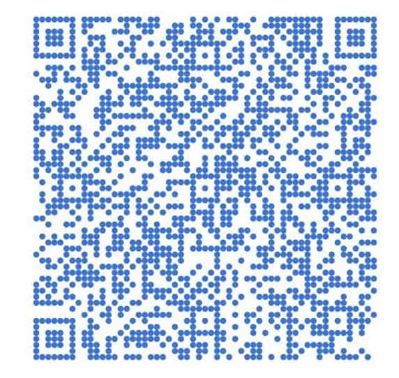 Blue dot pattern QR code.